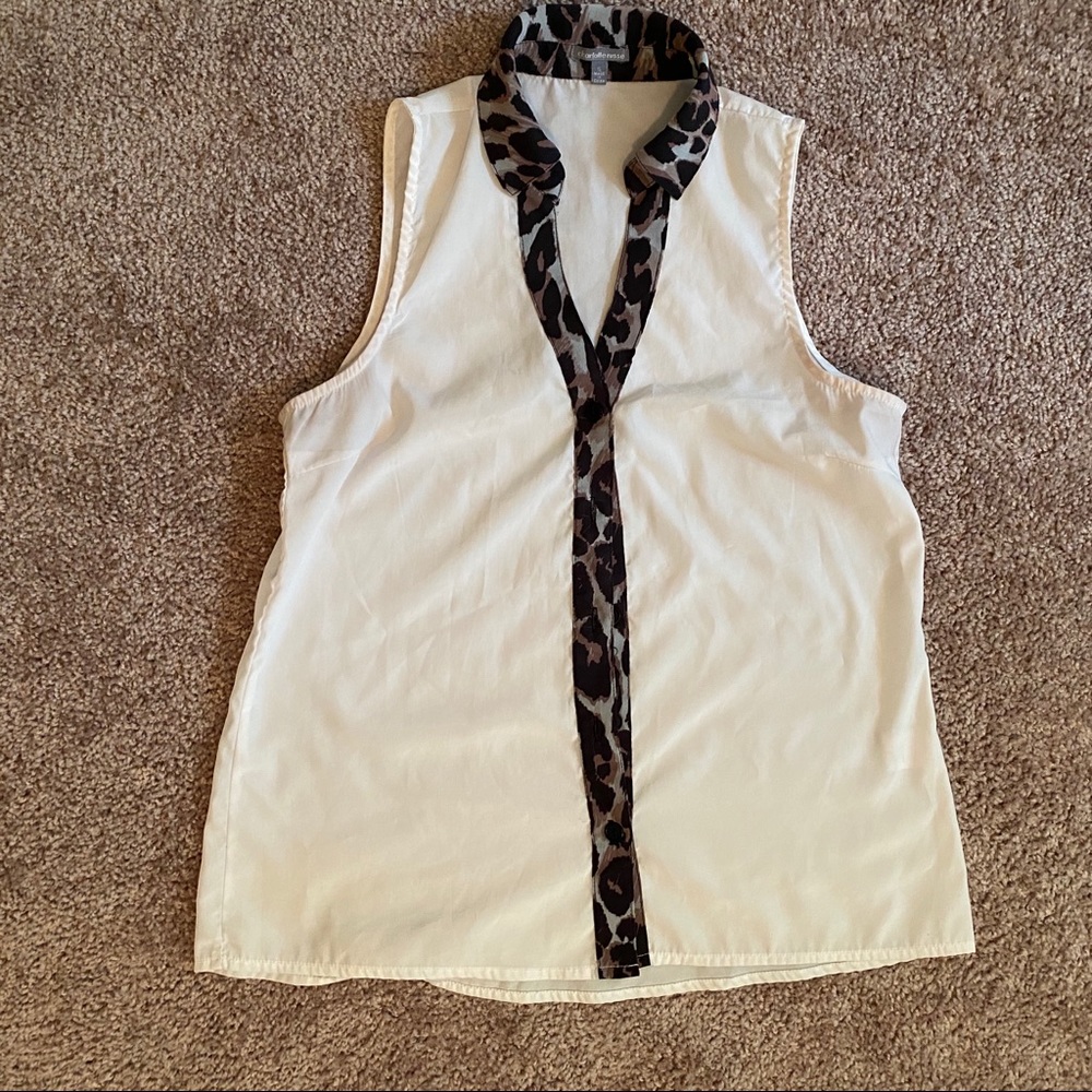 Charlotte Russe Button Up Tank Blouse w Leopard